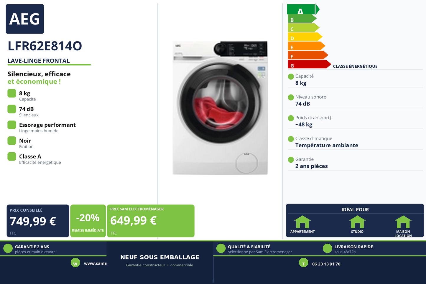 Vignette Lave-Linge Frontal Aeg LFR62E814O