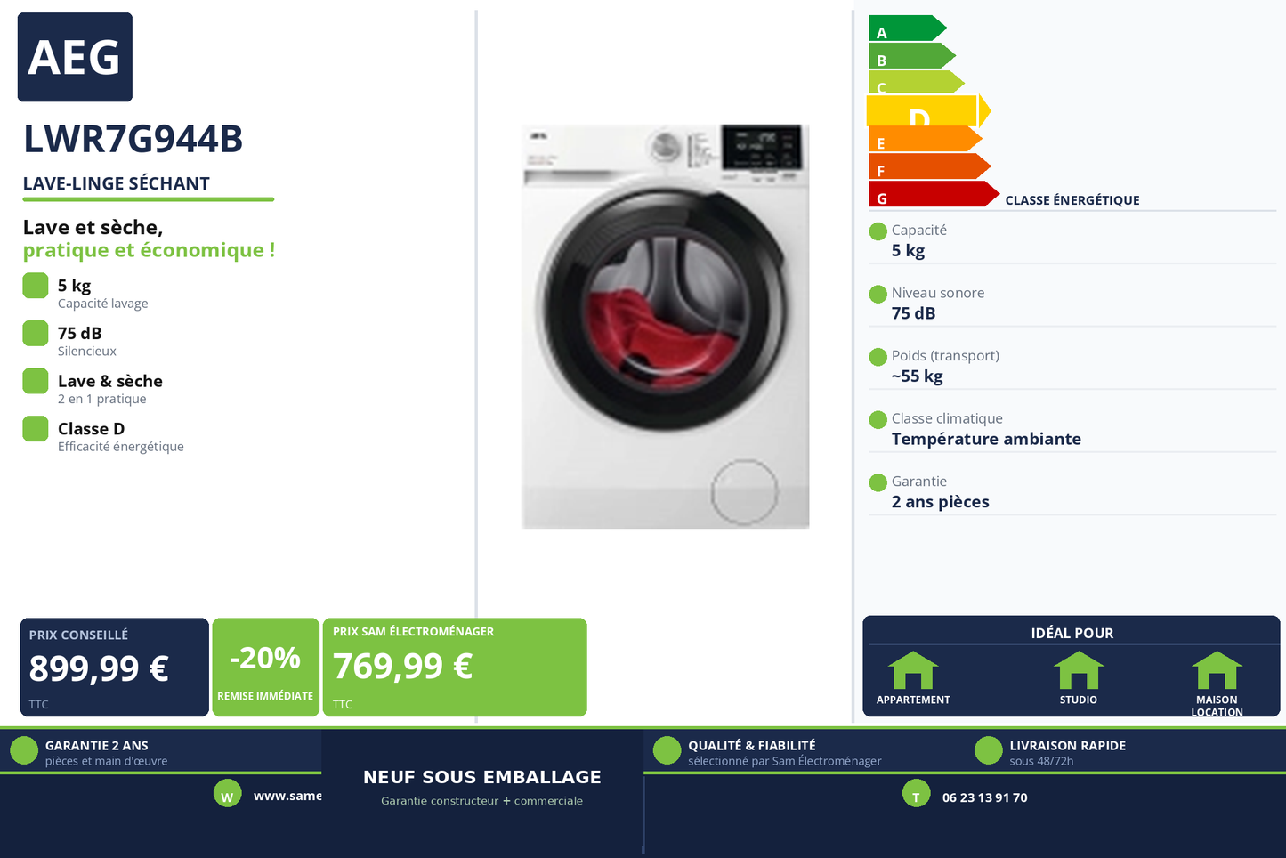 Vignette Lave-Linge Séchant Aeg LWR7G944B