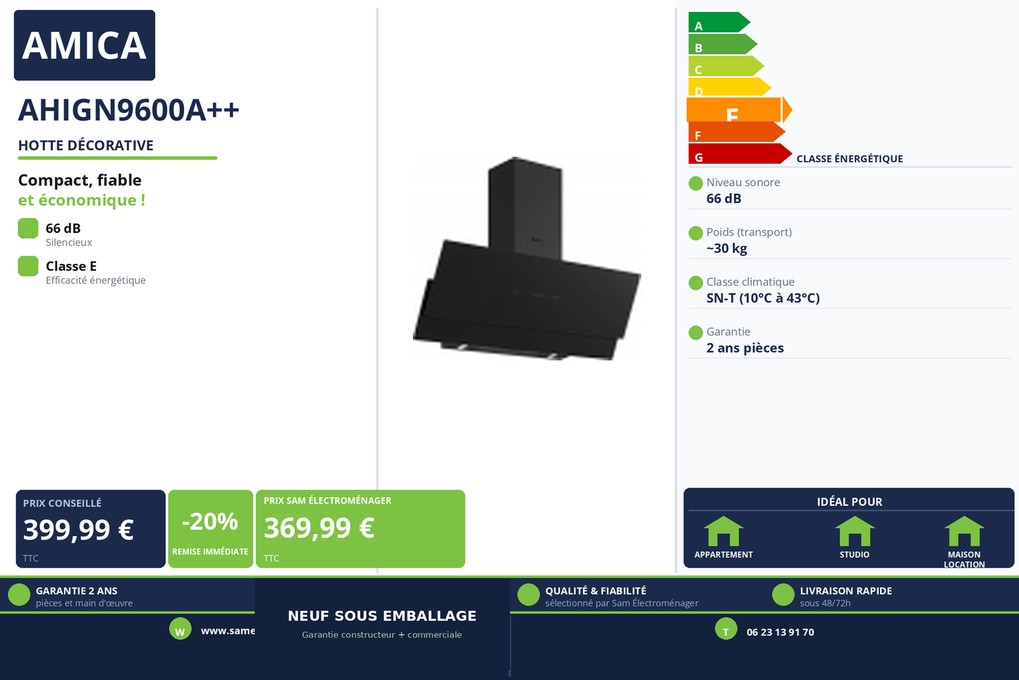 Vignette Hotte Décorative Amica AHIGN9600A++