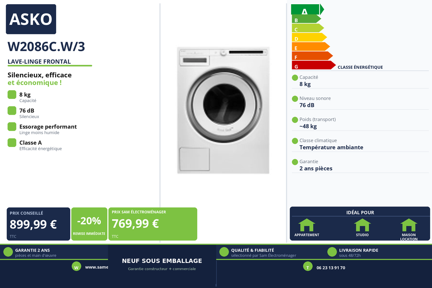 Vignette Lave-Linge Frontal Asko W2086C.W/3