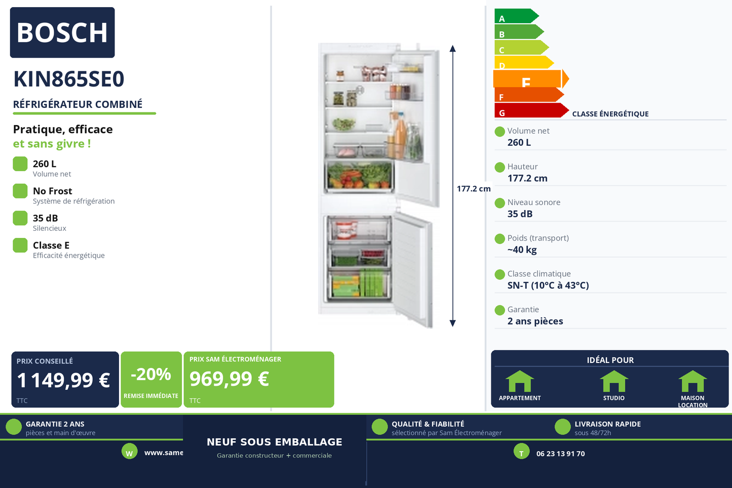 Vignette Réfrigérateur Combiné Bosch KIN865SE0