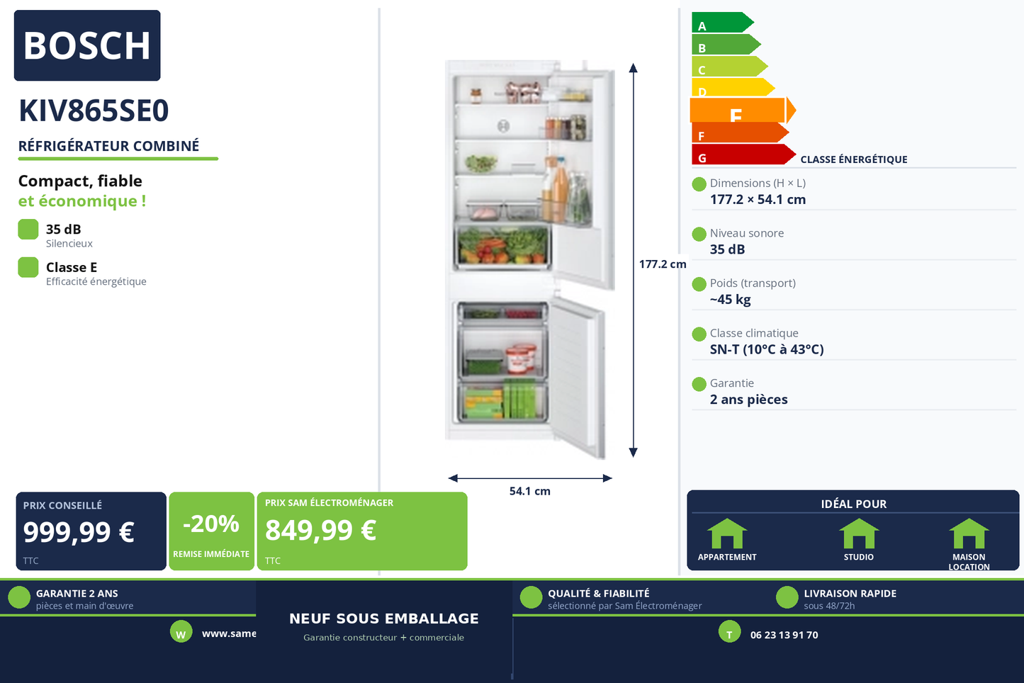 Vignette Réfrigérateur Combiné Bosch KIV865SE0