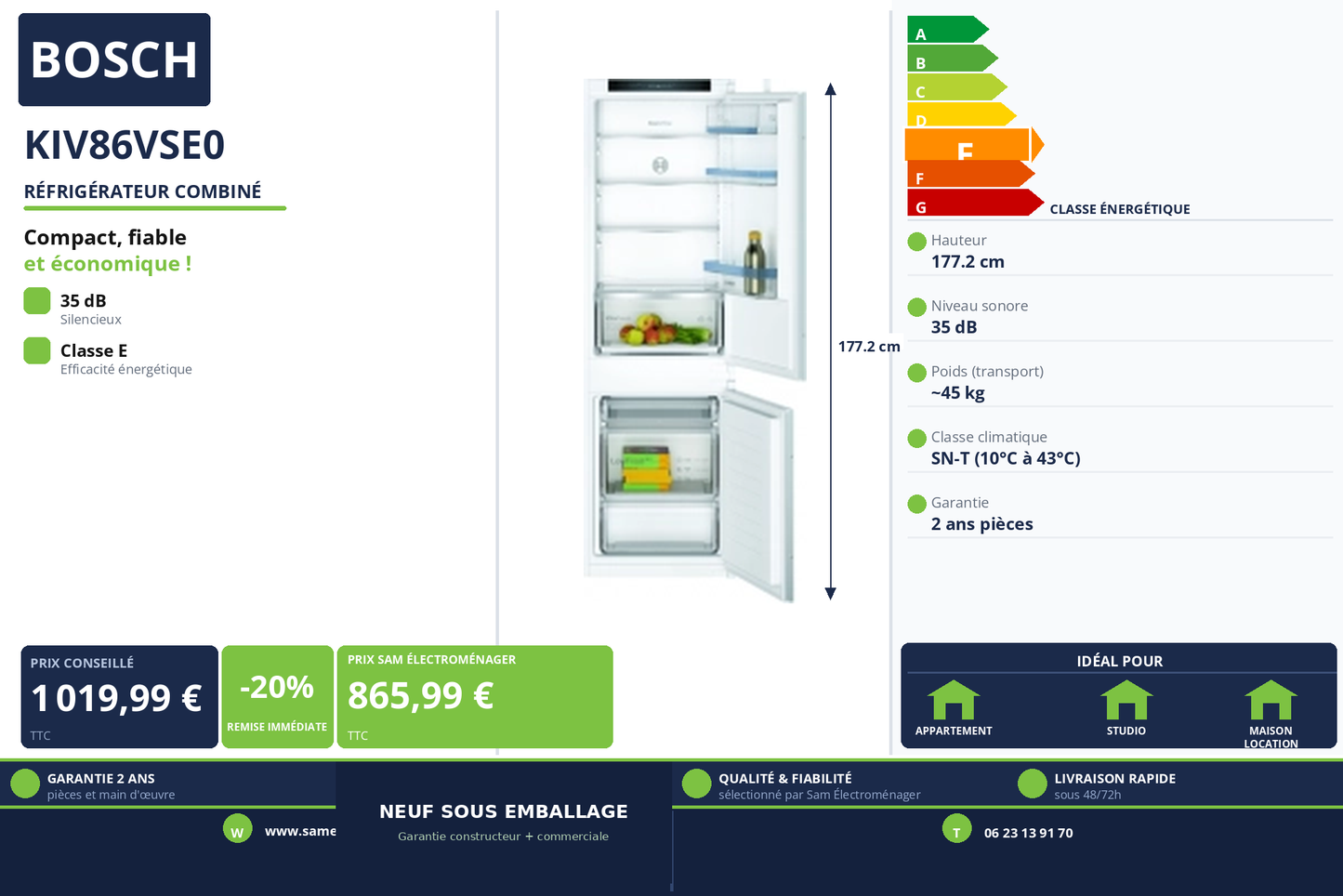 Vignette Réfrigérateur Combiné Bosch KIV86VSE0