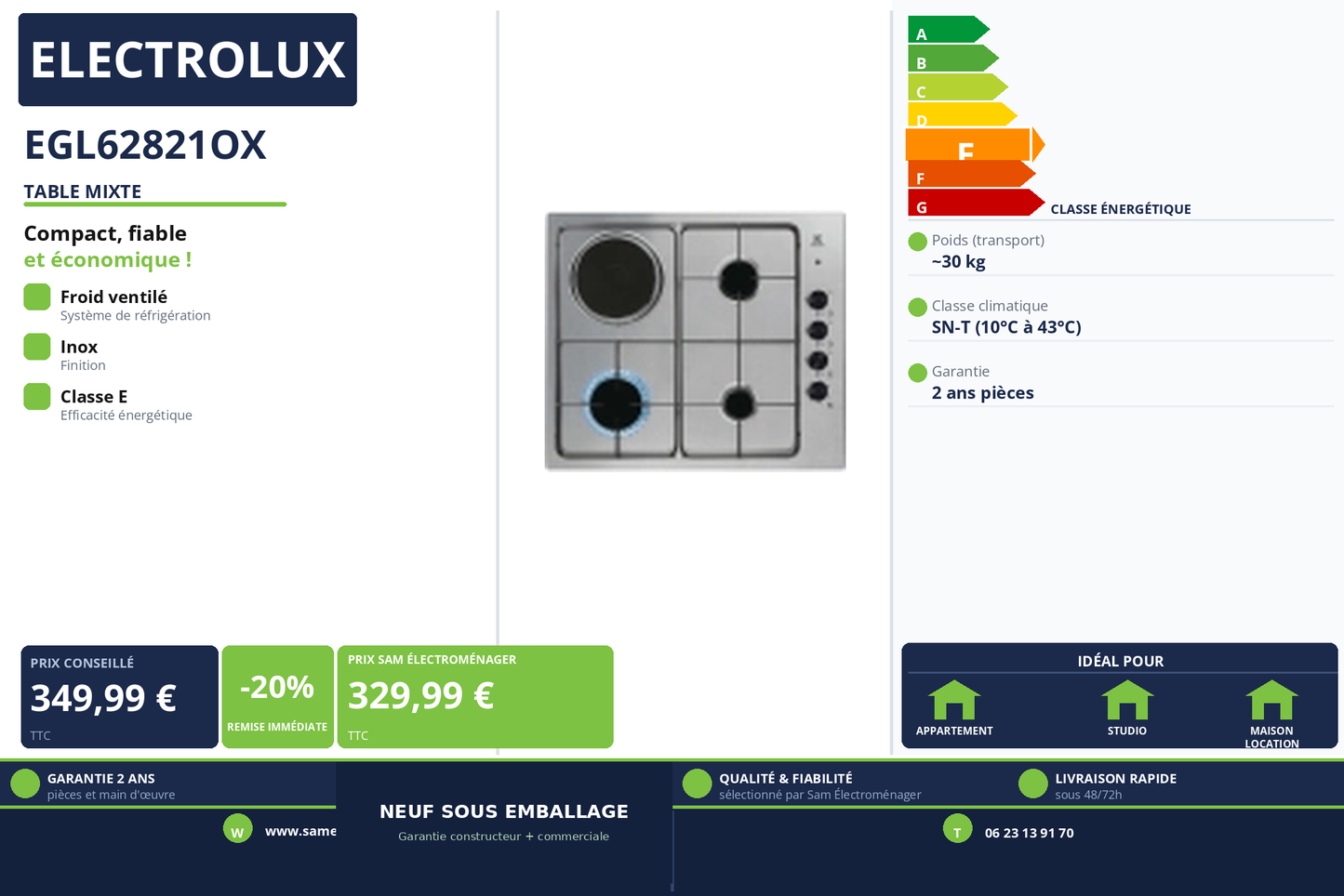 Vignette Table Mixte Electrolux EGL62821OX
