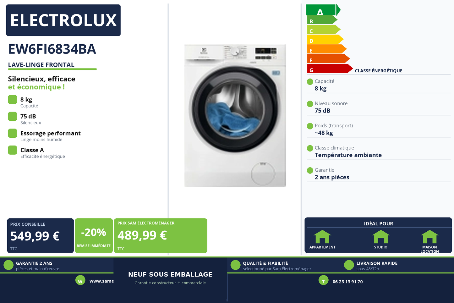 Vignette Lave-Linge Frontal Electrolux EW6FI6834BA