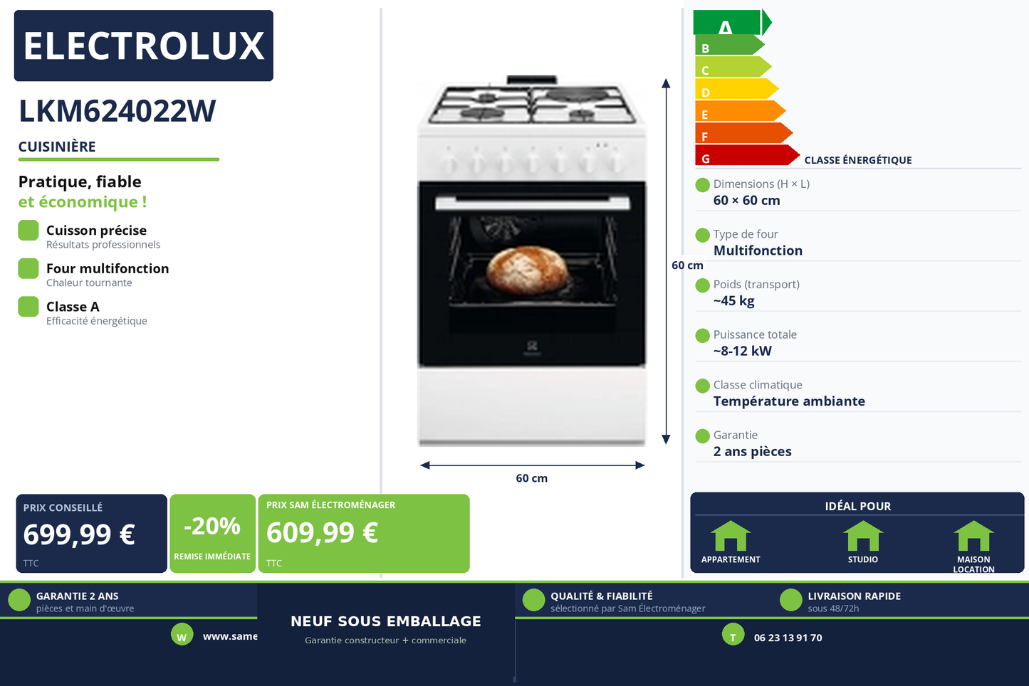 Vignette Cuisinière Electrolux LKM624022W