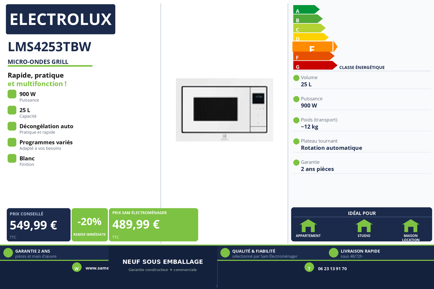 Vignette Micro-Ondes Grill Electrolux LMS4253TBW