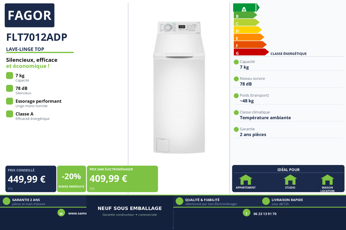 Vignette Lave-Linge Top Fagor FLT7012ADP