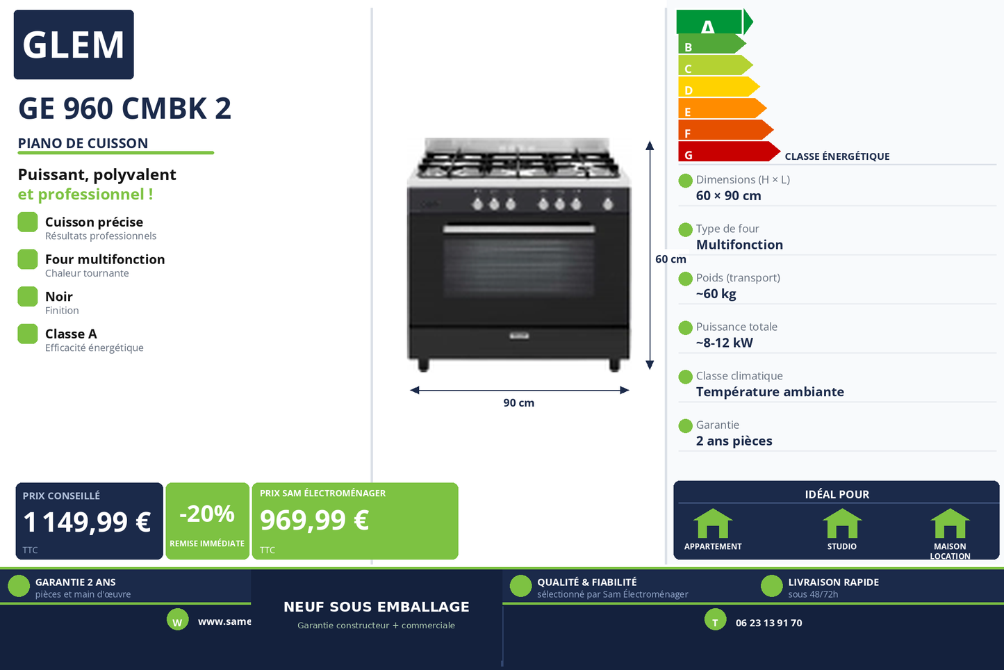 Vignette Piano De Cuisson Glem GE 960 CMBK 2