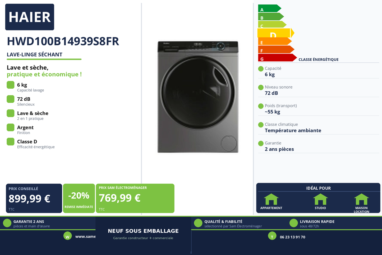 Vignette Lave-Linge Séchant Haier HWD100B14939S8FR
