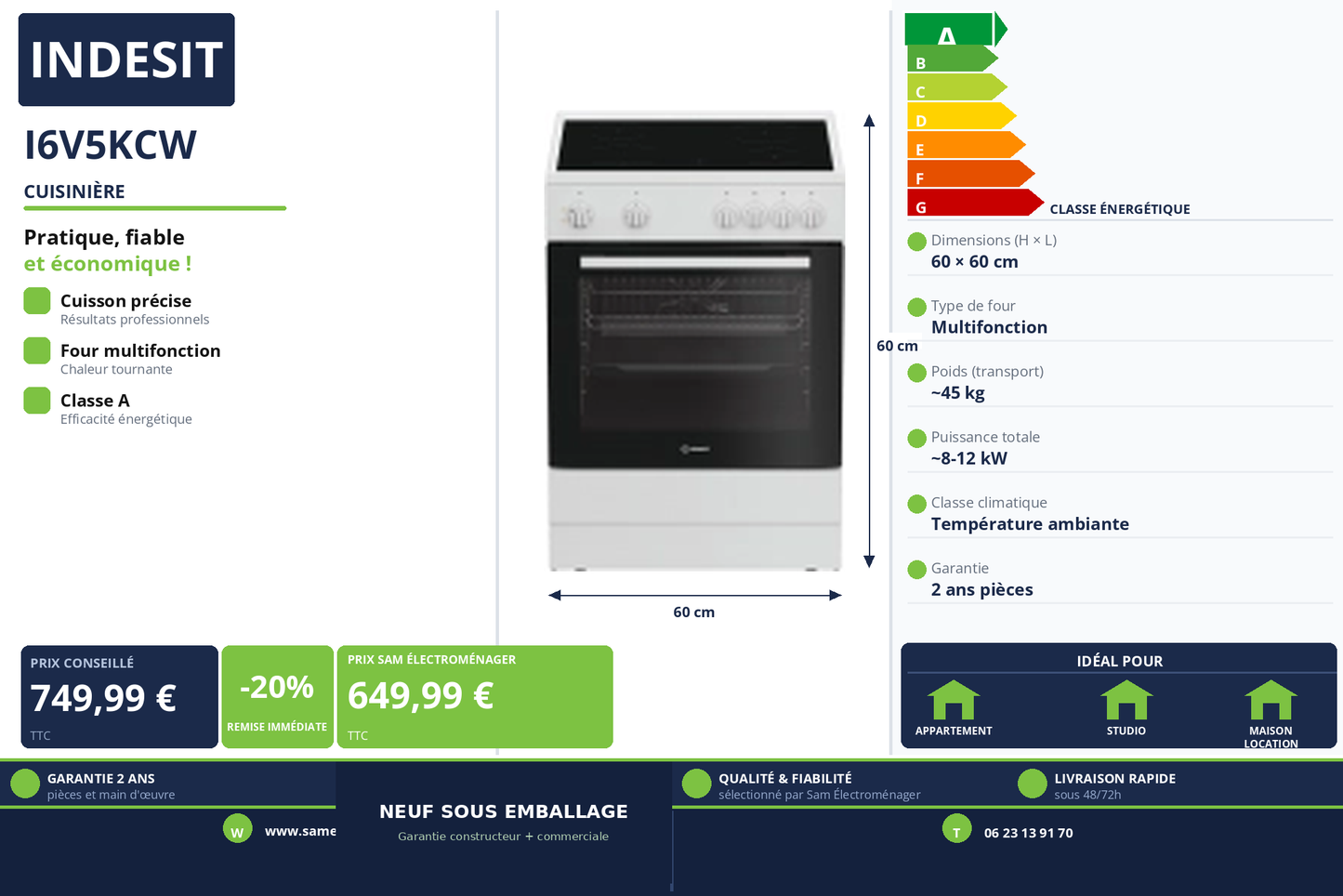 Vignette Cuisinière Indesit I6V5KCW
