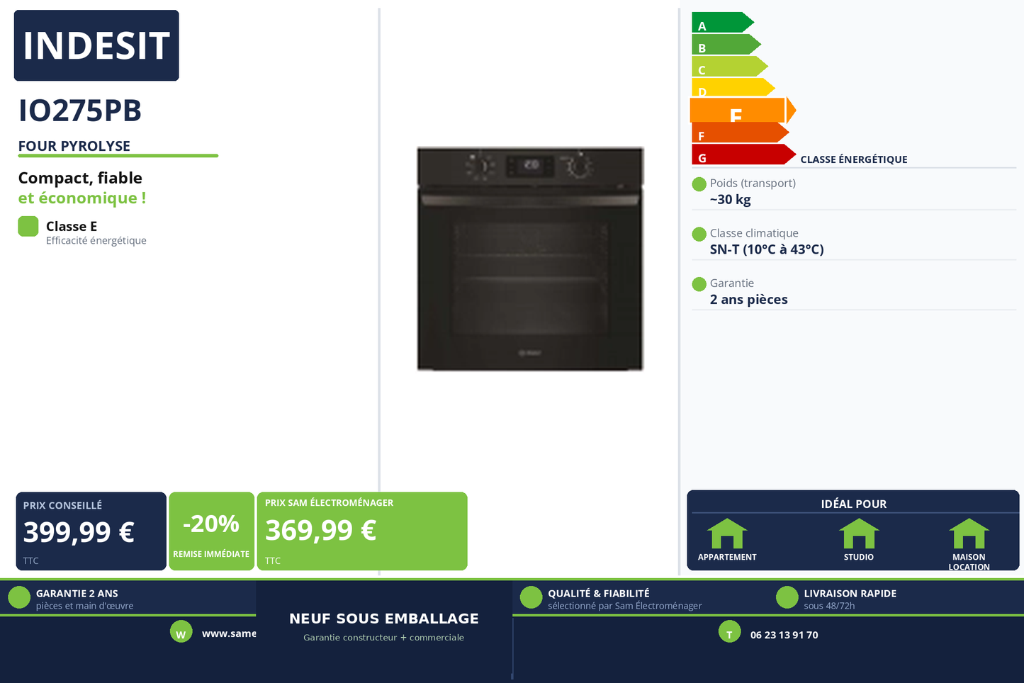 Vignette Four Pyrolyse Indesit IO275PB