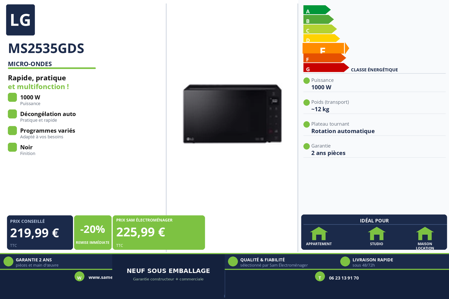 Vignette Micro-Ondes Lg MS2535GDS