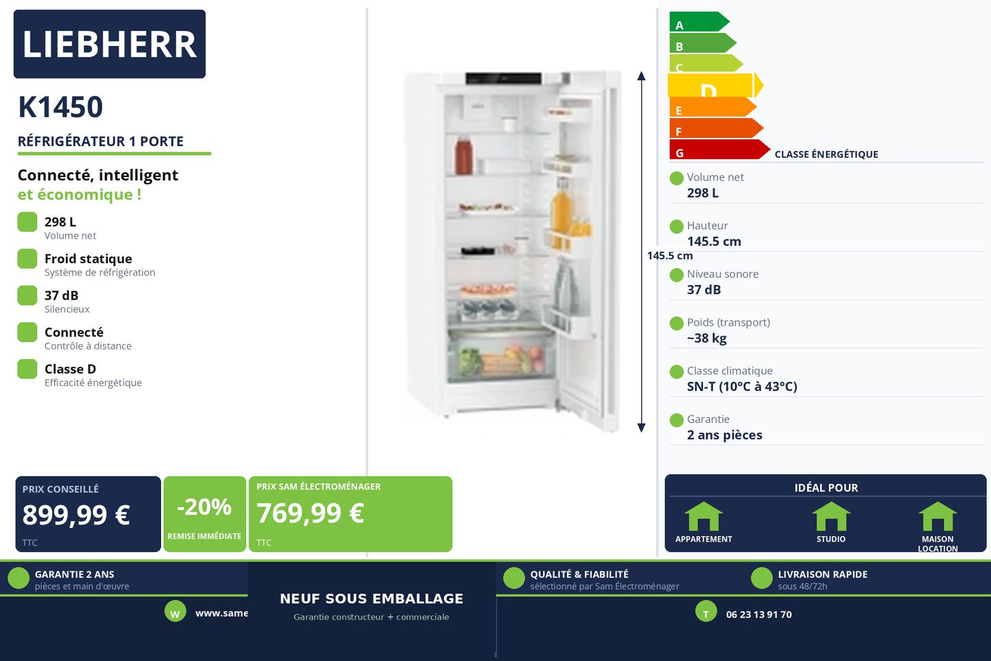 Vignette Réfrigérateur 1 Porte Liebherr K1450