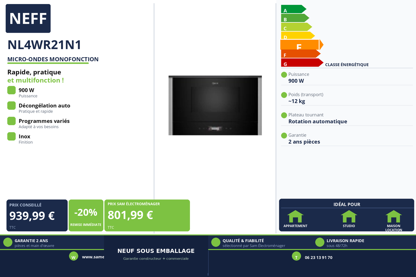 Vignette Micro-Ondes Monofonction Neff NL4WR21N1