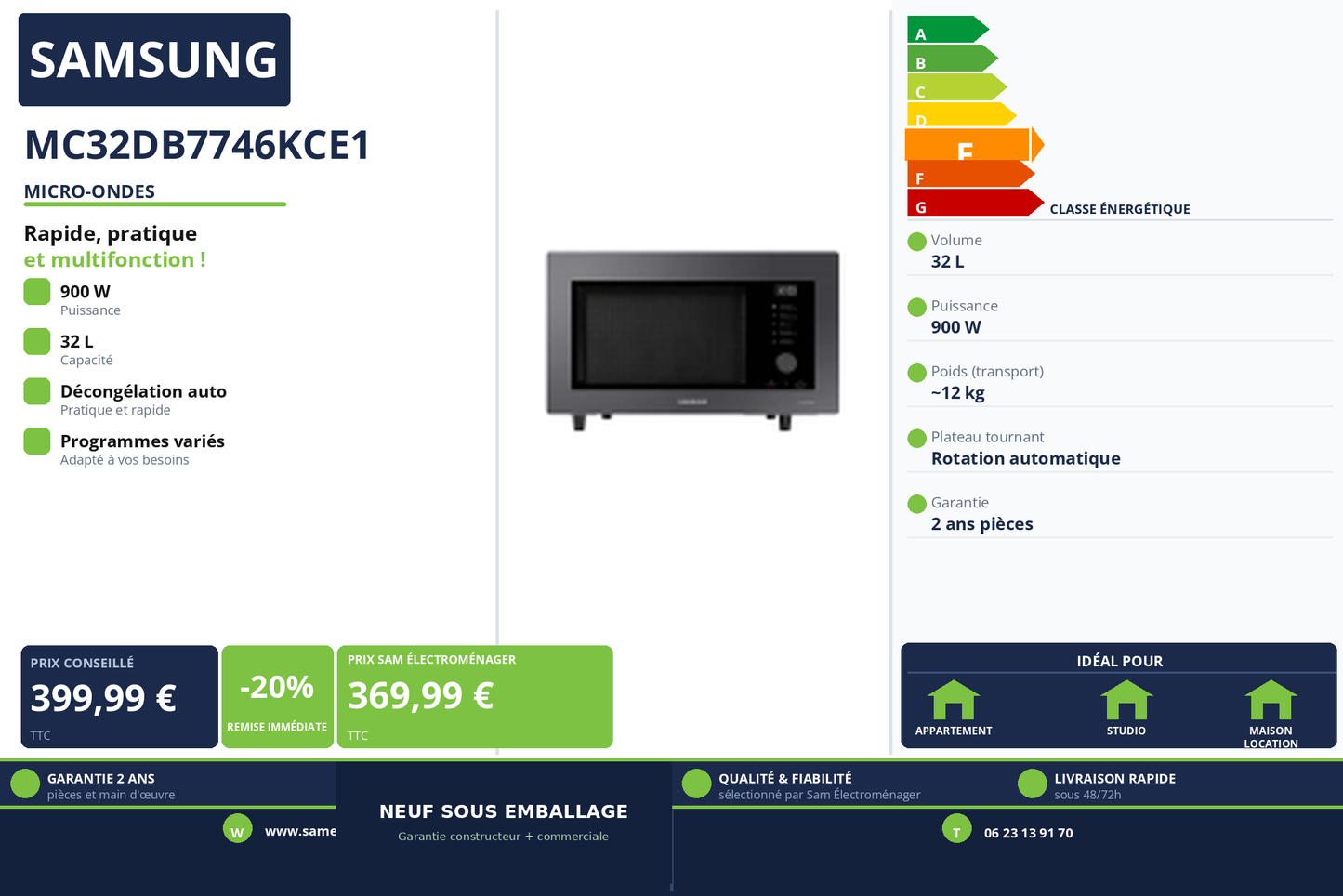 Vignette Micro-Ondes Samsung MC32DB7746KCE1