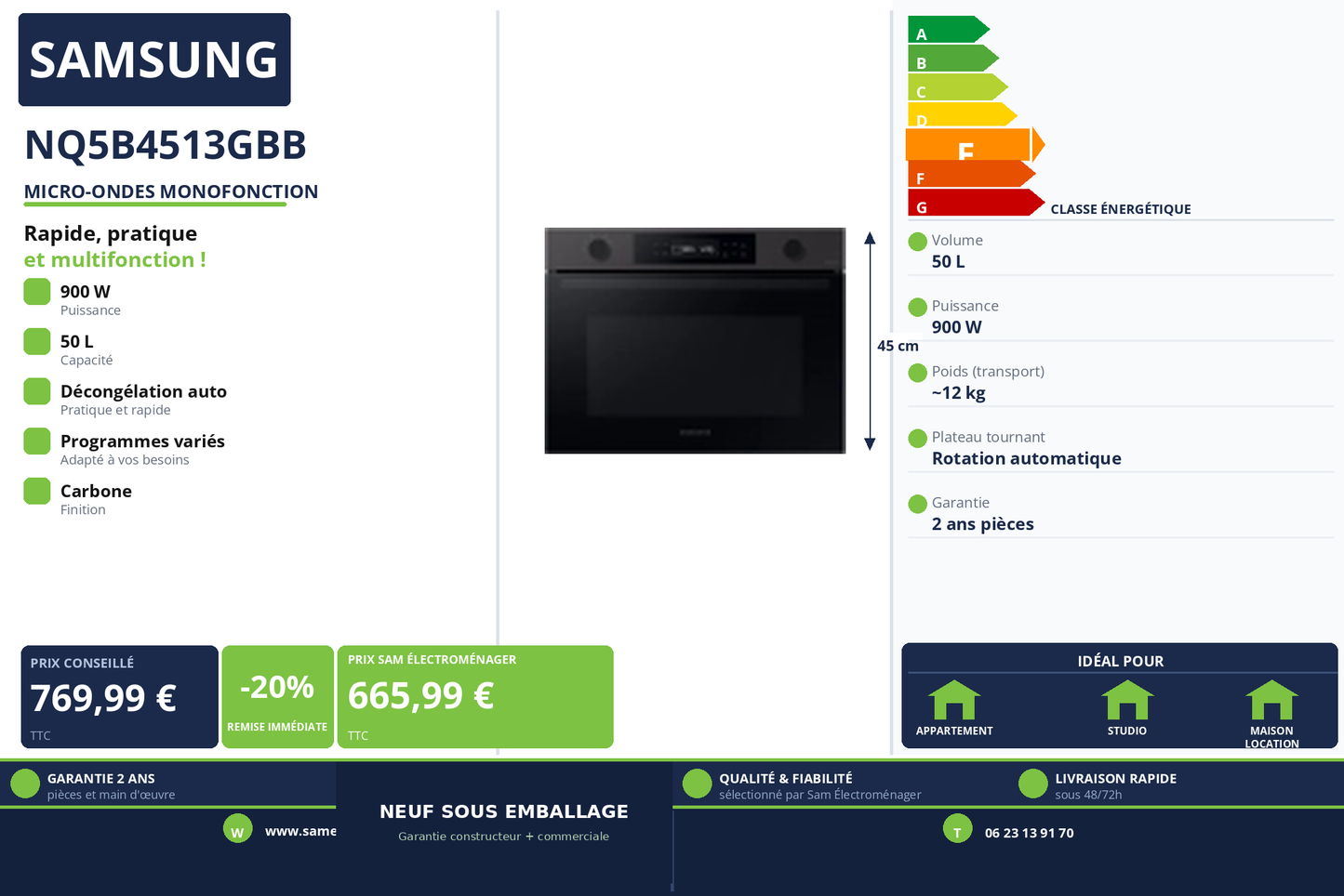 Vignette Micro-Ondes Monofonction Samsung NQ5B4513GBB