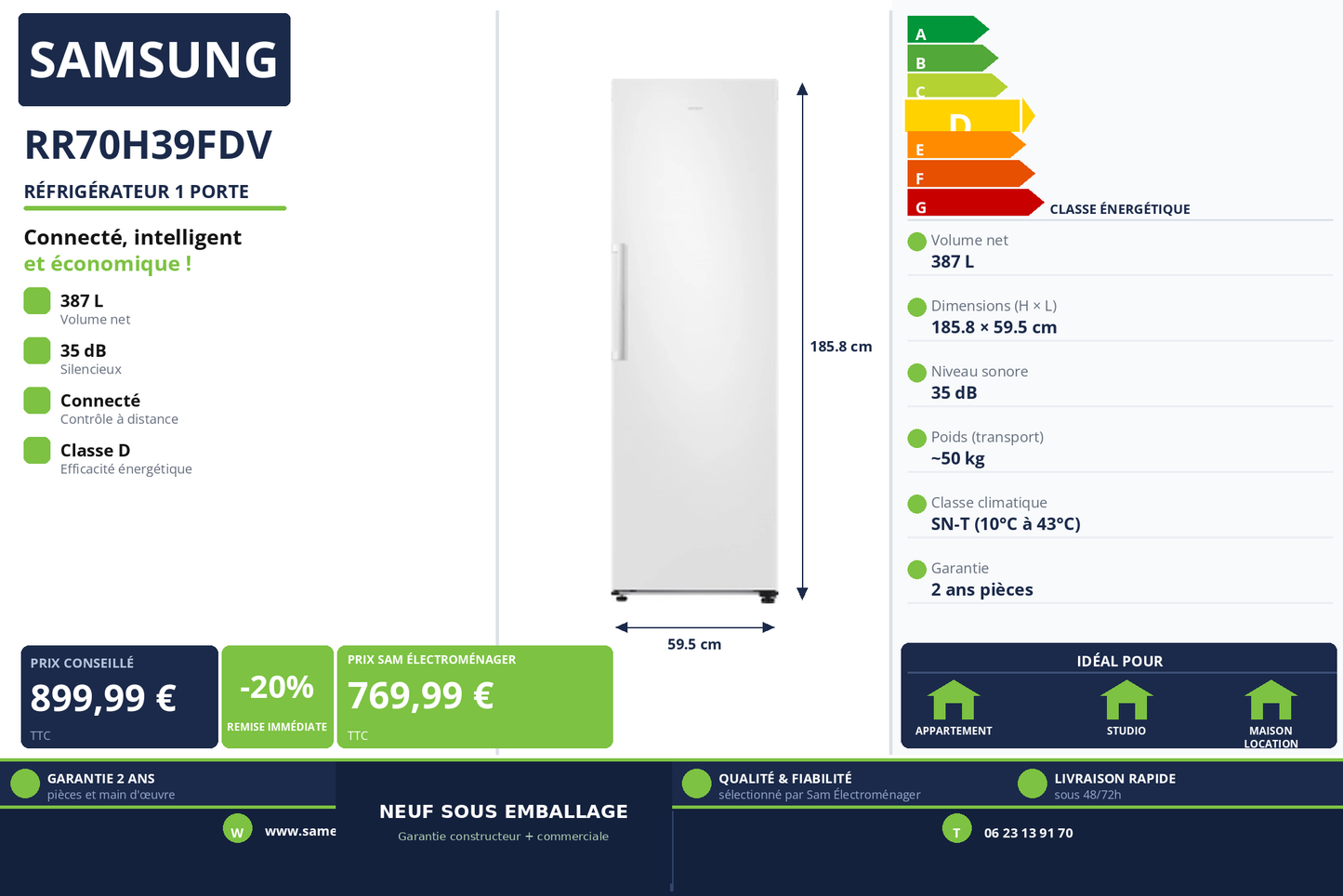 Vignette Réfrigérateur 1 Porte Samsung RR70H39FDV