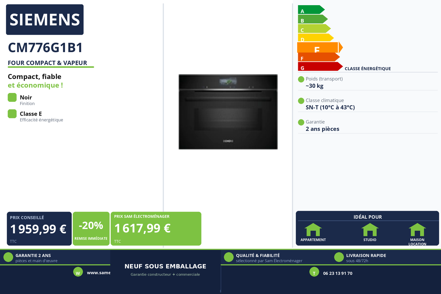 Vignette Four Compact & Vapeur Siemens CM776G1B1