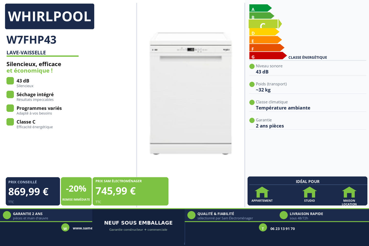 Vignette Lave-Vaisselle Whirlpool W7FHP43