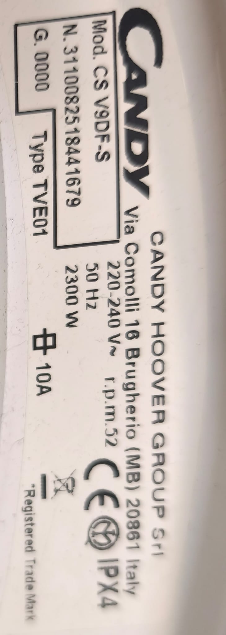 CANDY CSV9DF-S – Sèche-linge évacuation