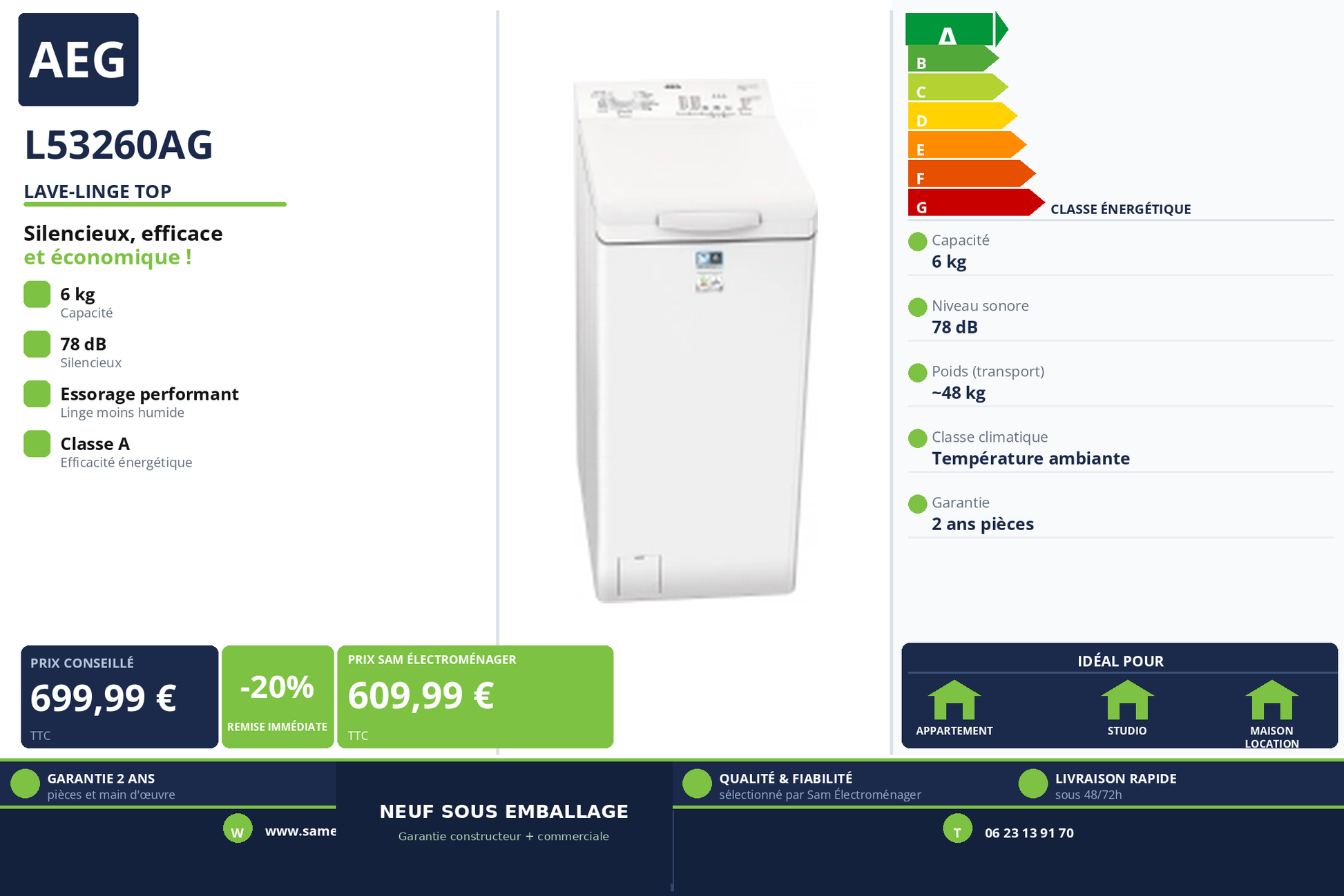 Vignette Lave-Linge Top Aeg L53260AG