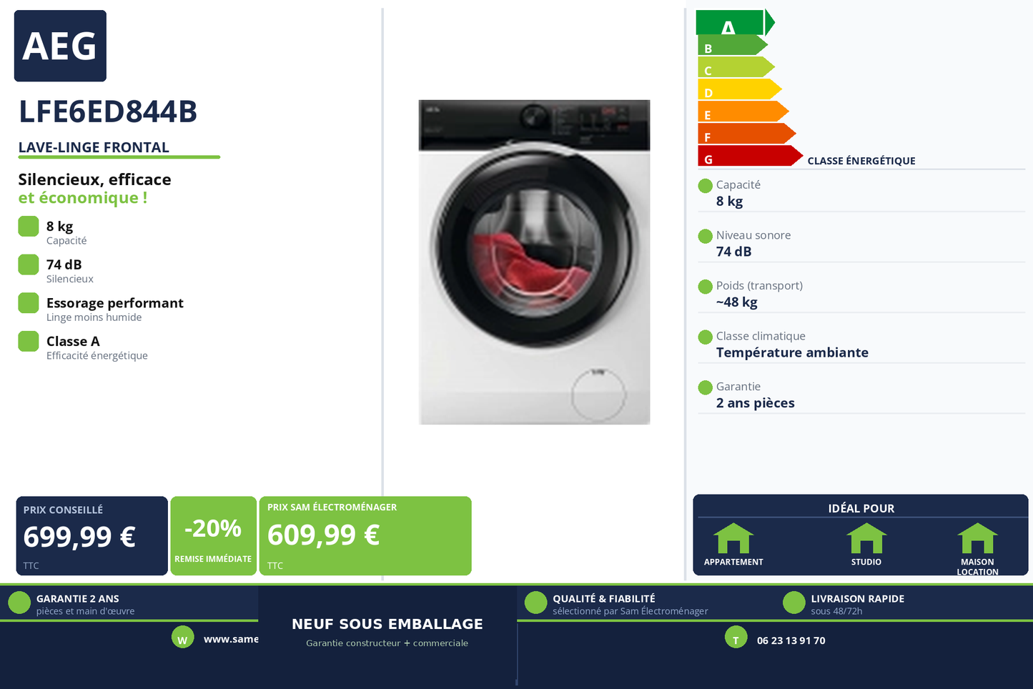 Vignette Lave-Linge Frontal Aeg LFE6ED844B