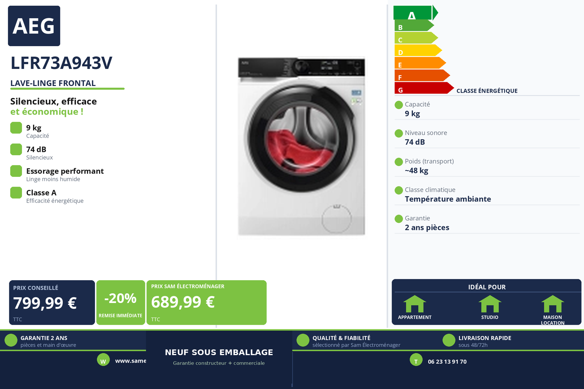Vignette Lave-Linge Frontal Aeg LFR73A943V