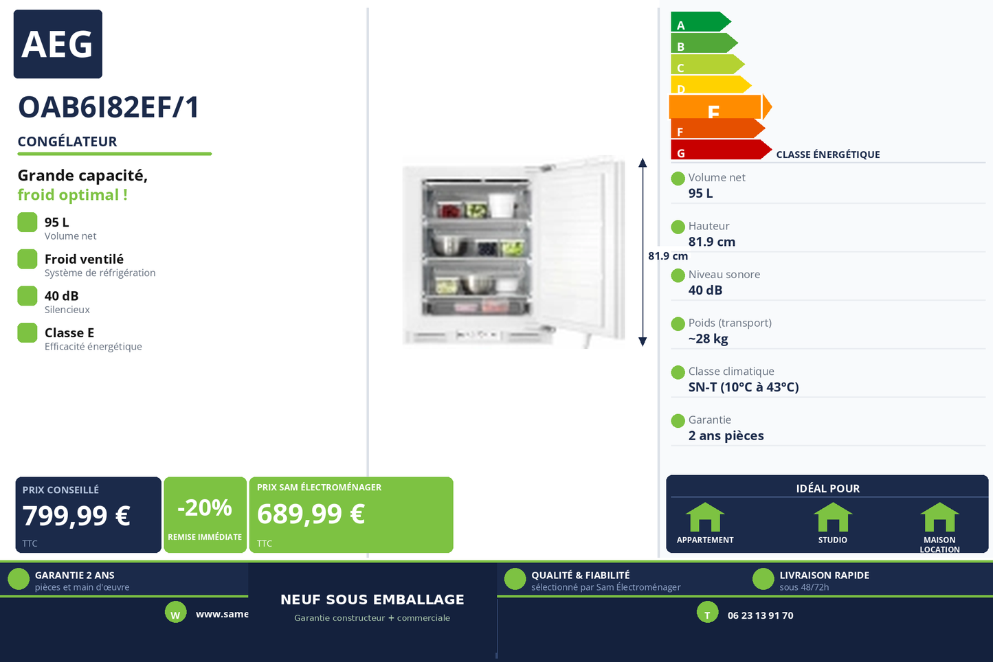 Vignette Congélateur Aeg OAB6I82EF/1