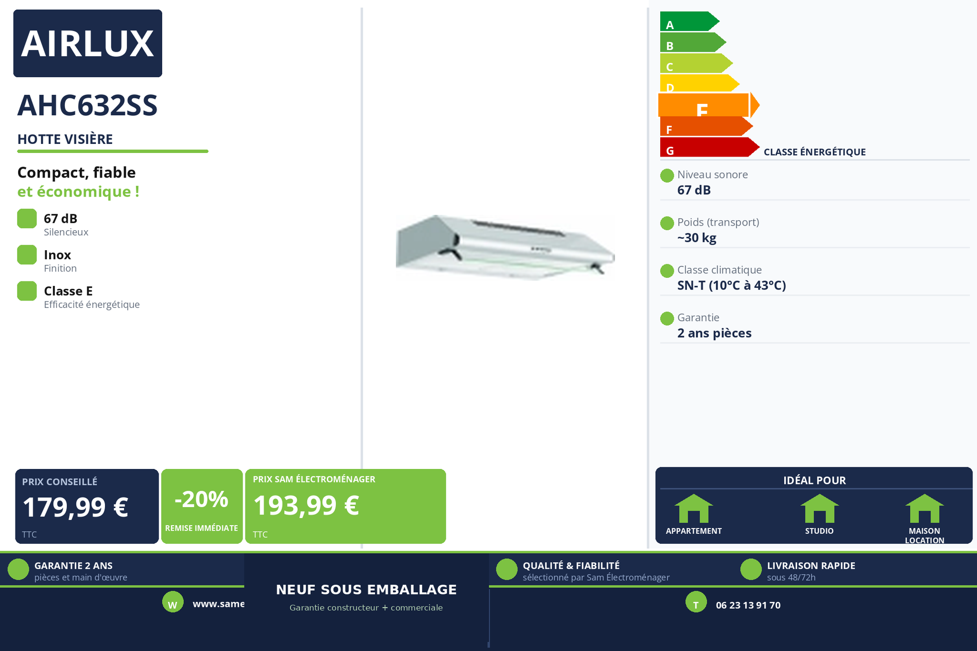 Vignette Hotte Visière Airlux AHC632SS