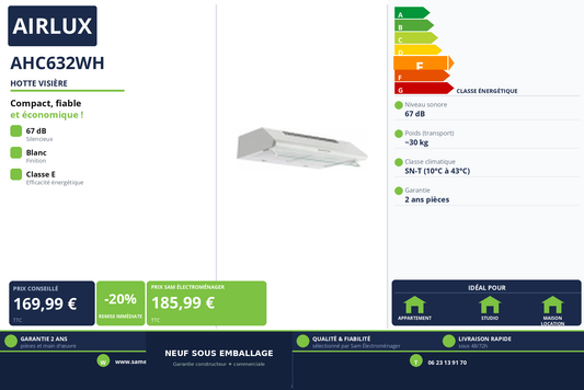 Vignette Hotte Visière Airlux AHC632WH