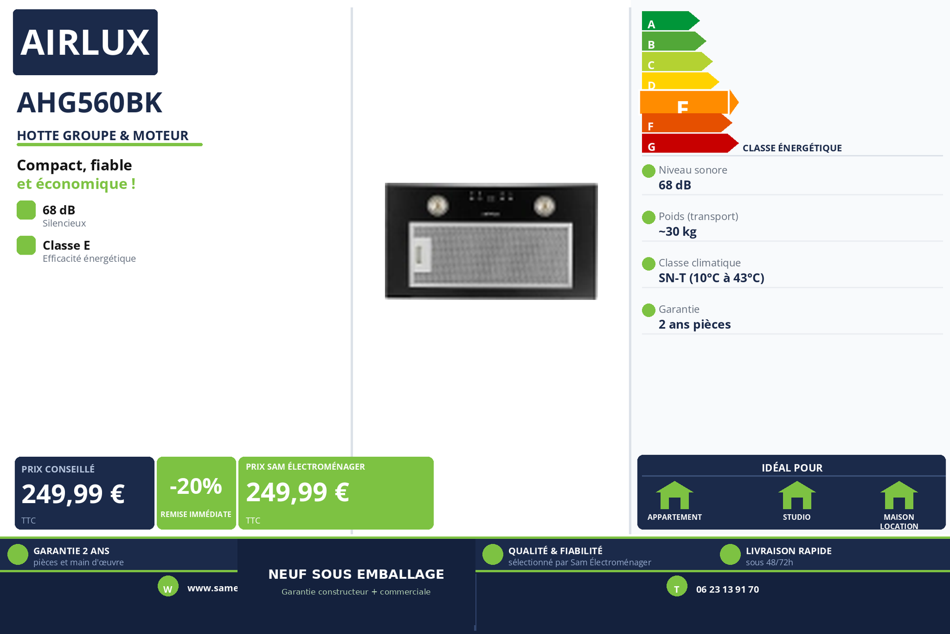Vignette Hotte Groupe & Moteur Airlux AHG560BK