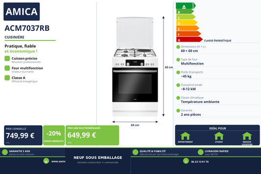 Vignette Cuisinière Amica ACM7037RB