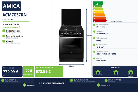 Vignette Cuisinière Amica ACM7037RN