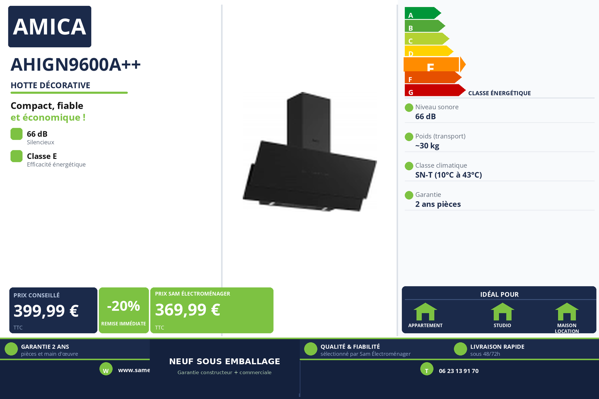 Vignette Hotte Décorative Amica AHIGN9600A++
