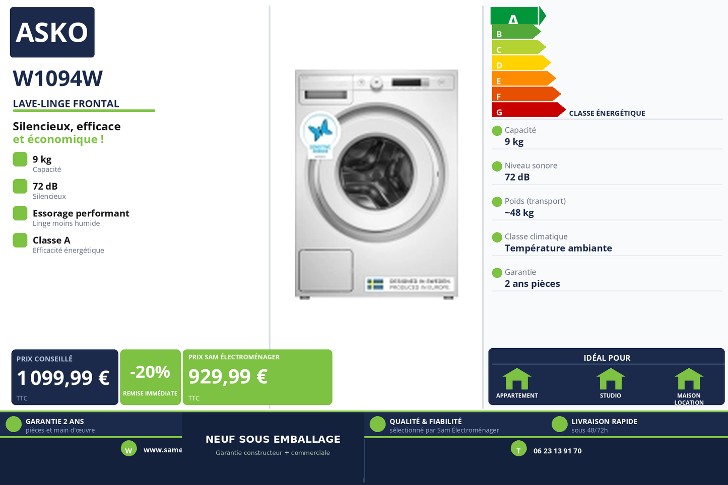 Vignette Lave-Linge Frontal Asko W1094W