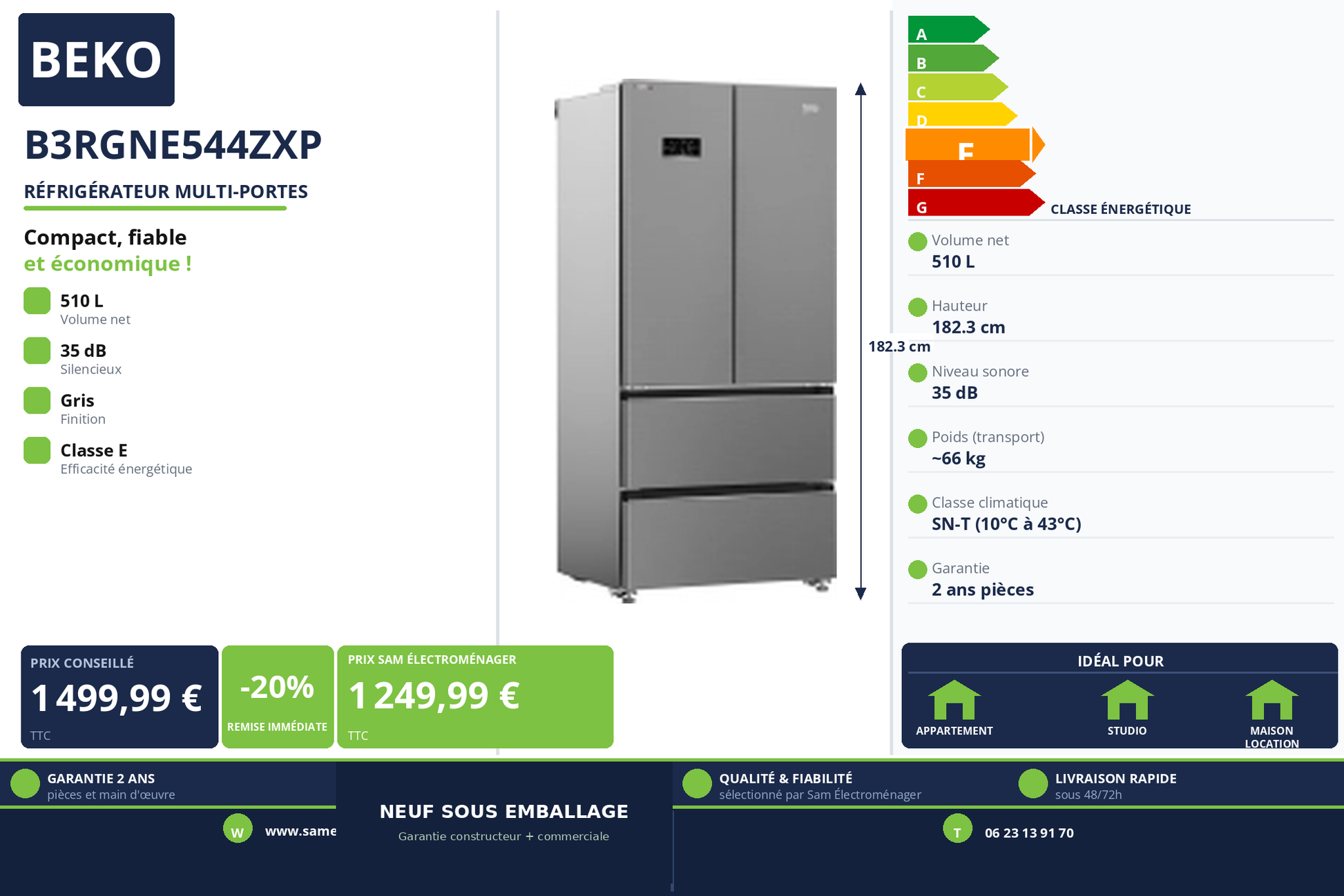 Vignette Réfrigérateur Multi-Portes Beko B3RGNE544ZXP