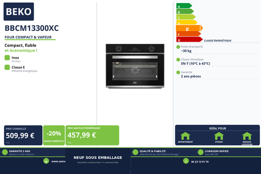 Vignette Four Compact & Vapeur Beko BBCM13300XC