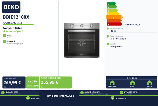 Vignette Four Émail Lisse Beko BBIE12100X
