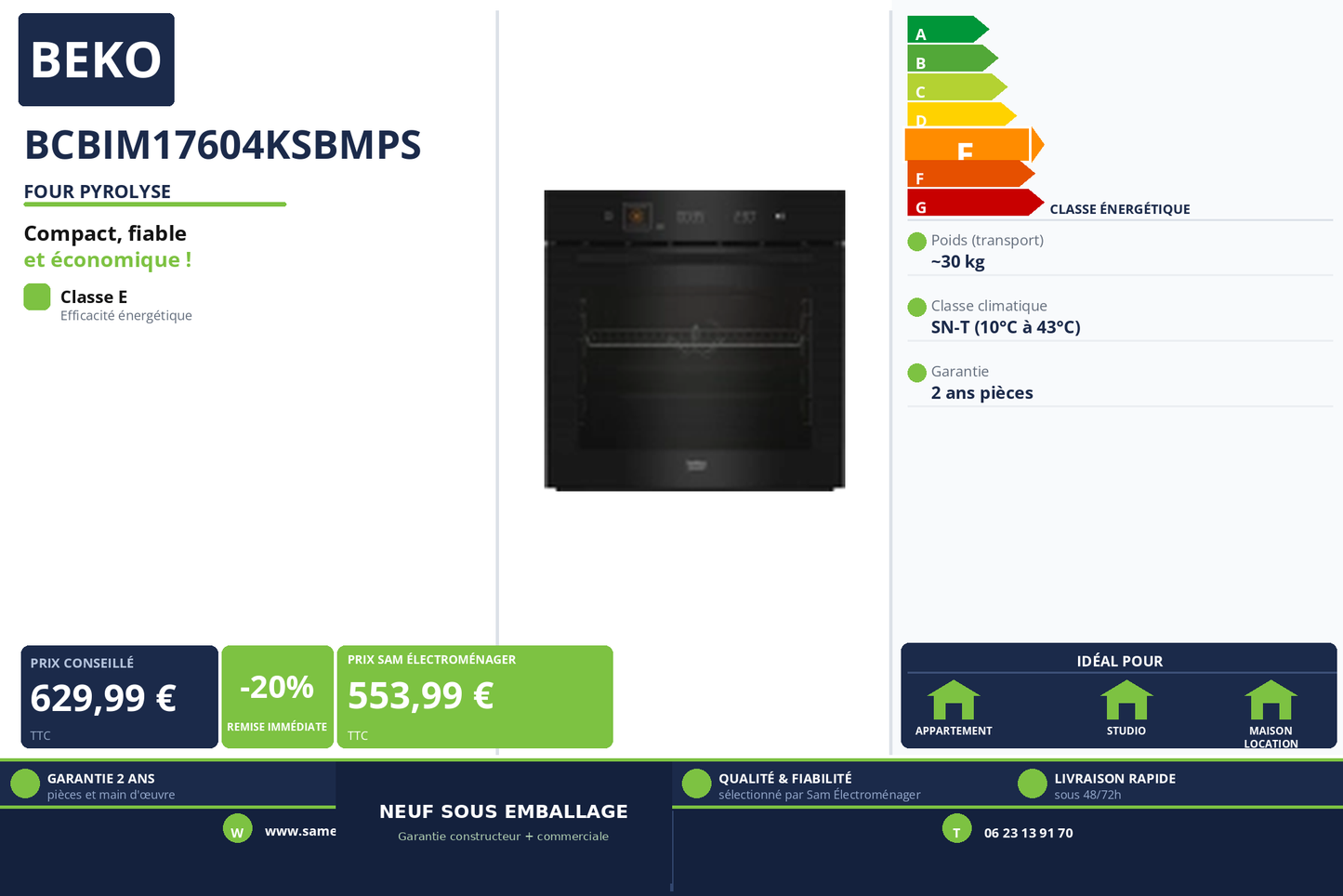 Vignette Four Pyrolyse Beko BCBIM17604KSBMPS