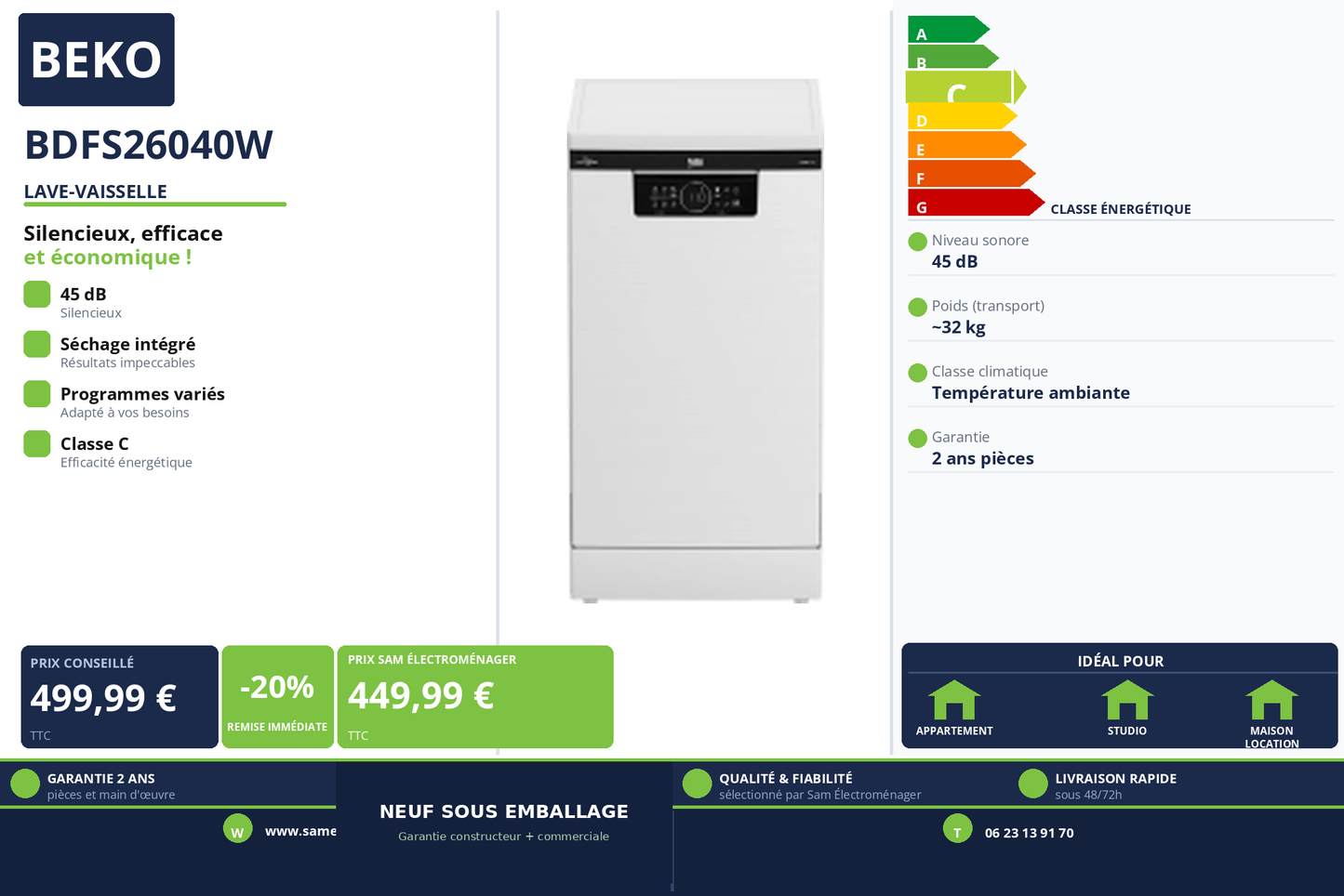 Vignette Lave-Vaisselle Beko BDFS26040W