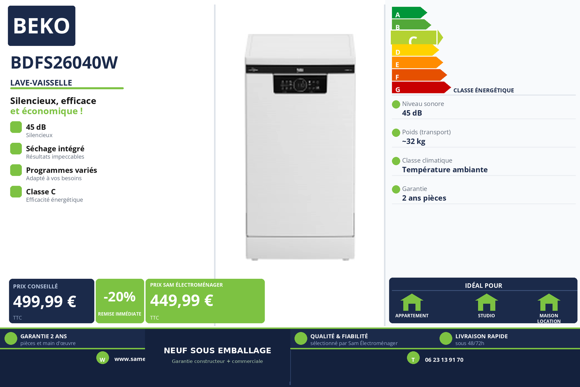 Vignette Lave-Vaisselle Beko BDFS26040W