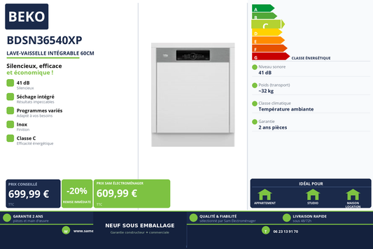 Vignette Lave-Vaisselle Intégrable 60Cm Beko BDSN36540XP