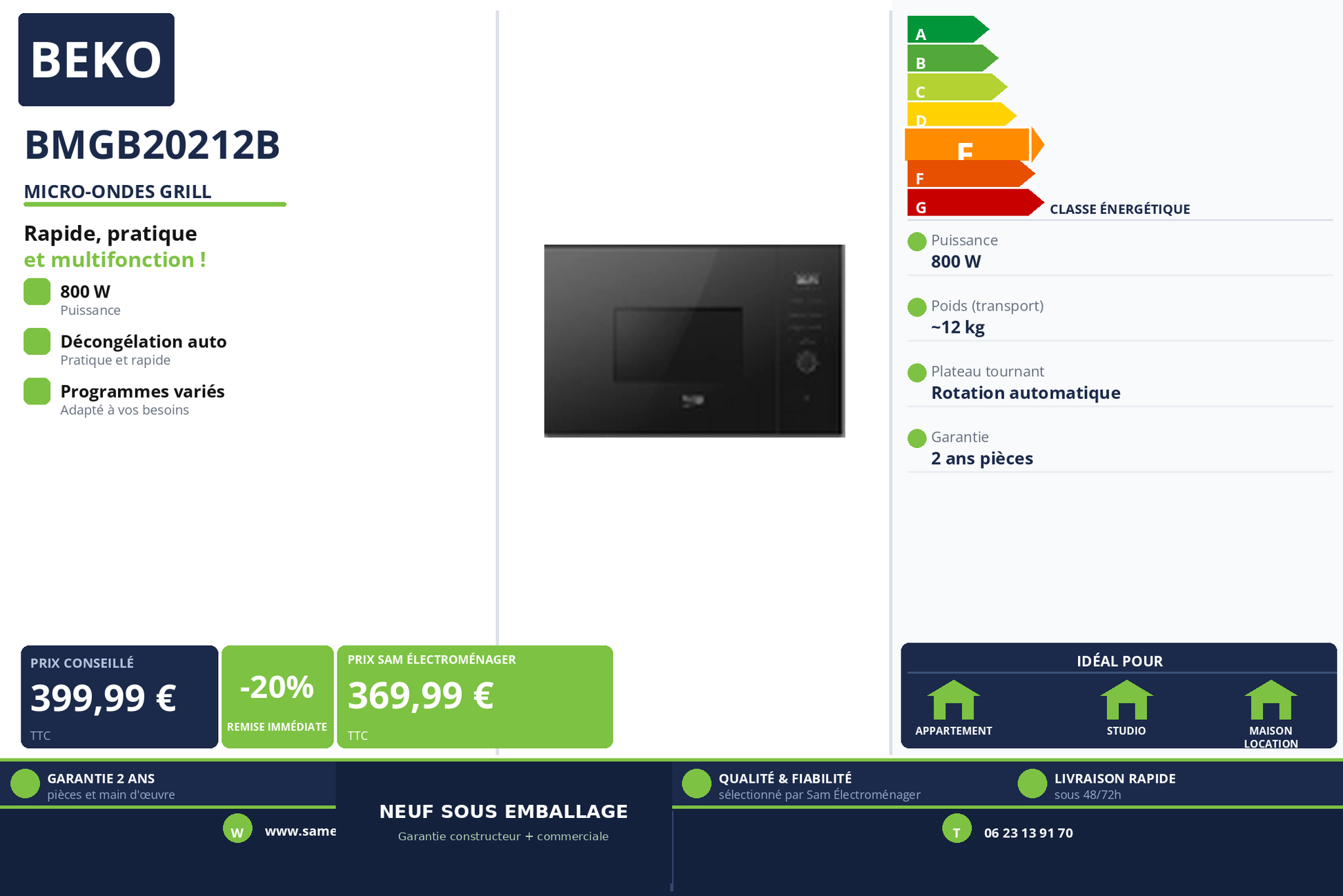 Vignette Micro-Ondes Grill Beko BMGB20212B