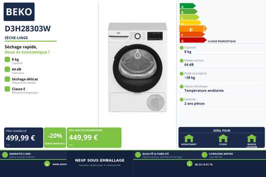 Vignette Sèche-Linge Beko D3H28303W