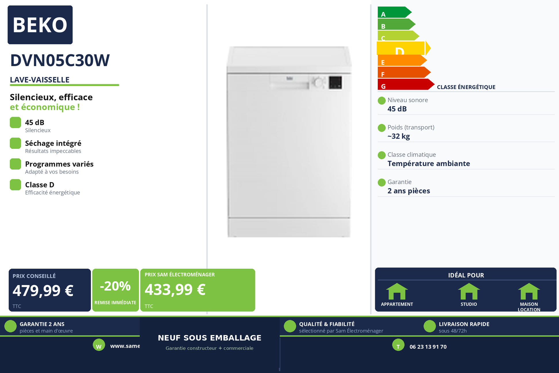 Vignette Lave-Vaisselle Beko DVN05C30W
