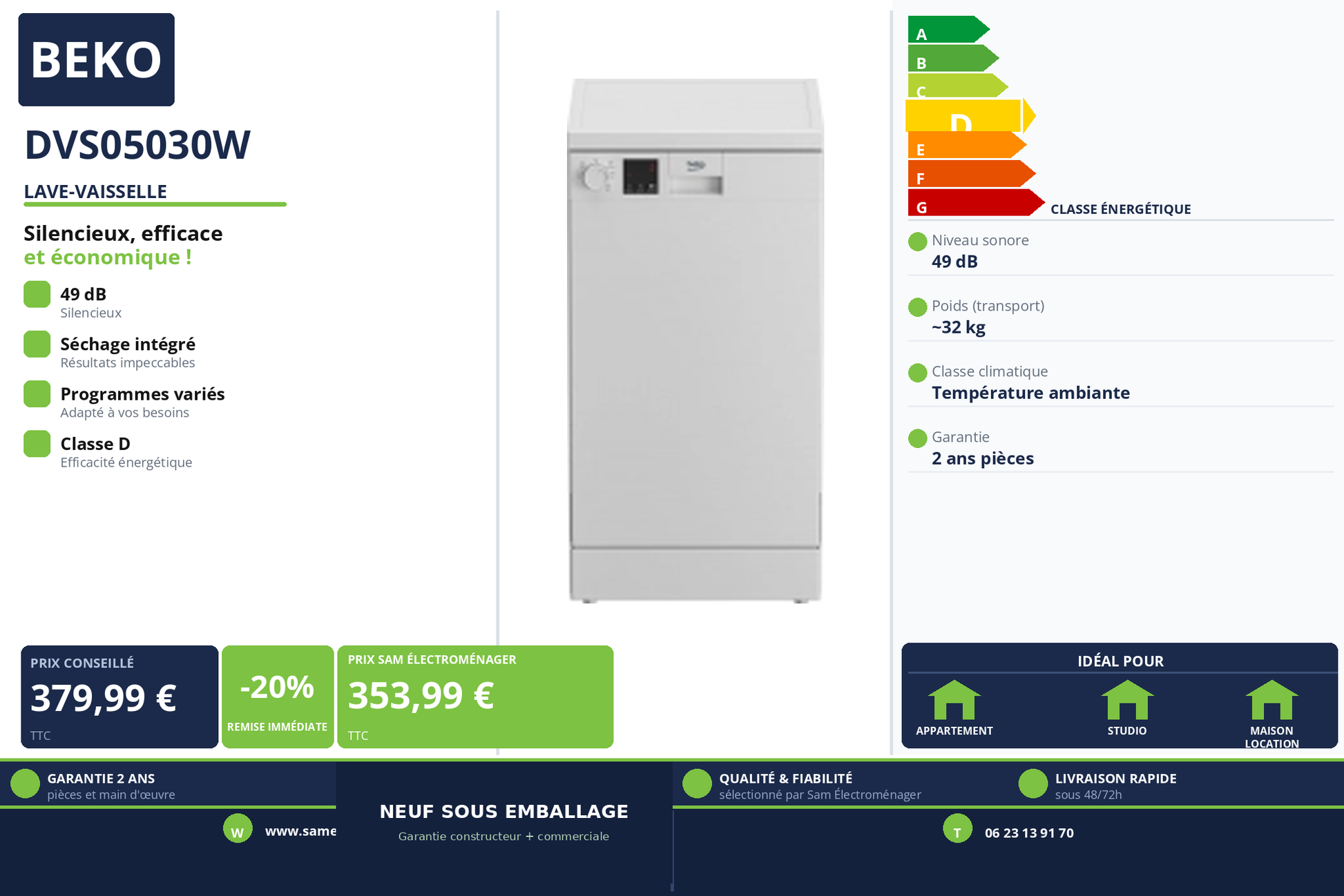Vignette Lave-Vaisselle Beko DVS05030W