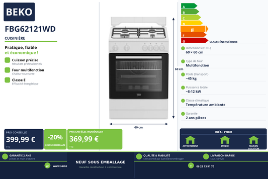 Vignette Cuisinière Beko FBG62121WD