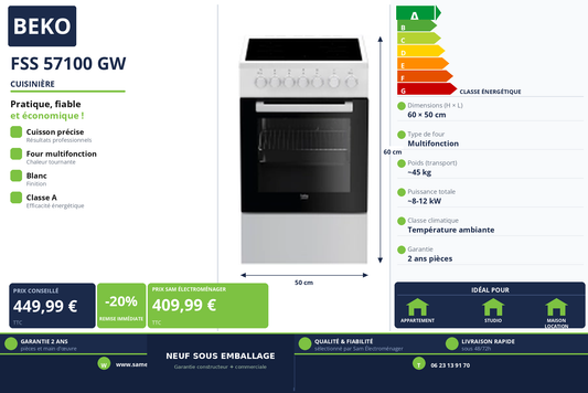 Vignette Cuisinière Beko FSS 57100 GW