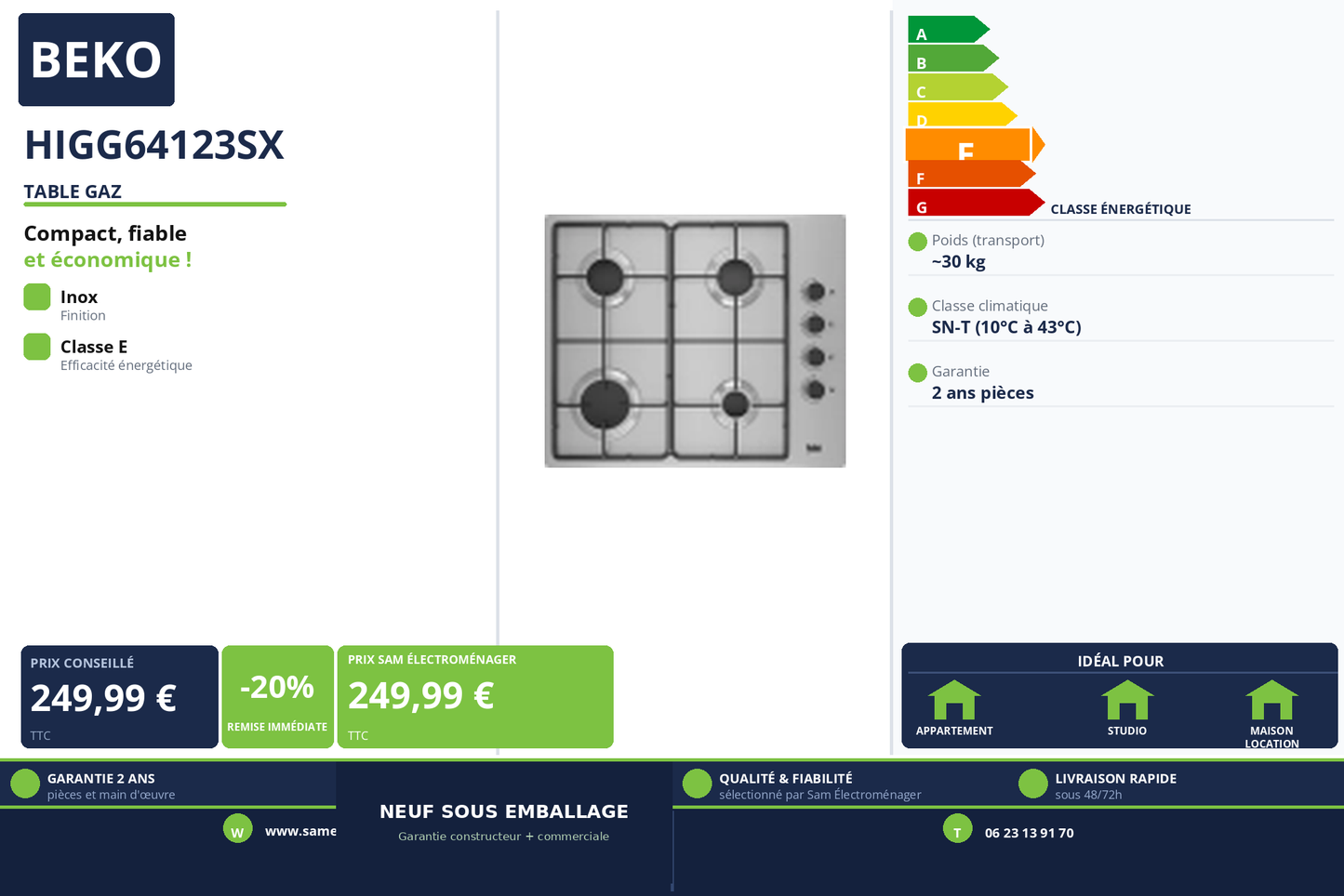Vignette Table Gaz Beko HIGG64123SX